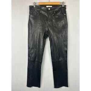 Frame Le High Black Lamb Leather Cropped Pants 27" Inseam Women's Size 29